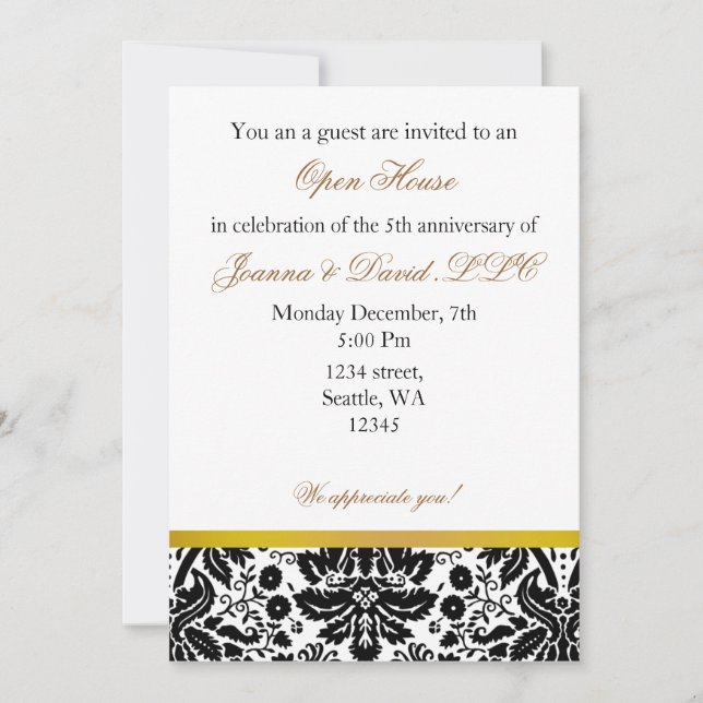 Elegante fiesta corporativa de oro Invitación (Anverso)