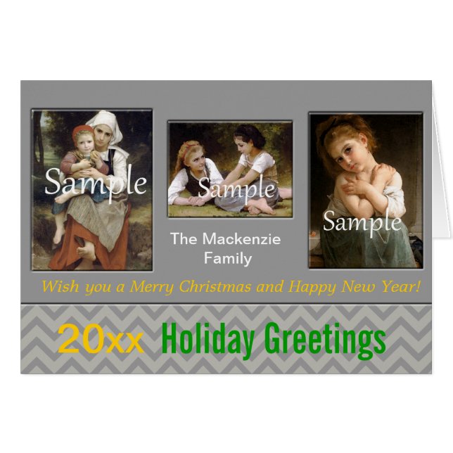 Elegante fiesta de chevron gris, Navidades, Año Nu (Anverso (Horizontal))