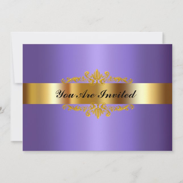 Elegante fiesta de cumpleaños invitación Gold Purp (Anverso)