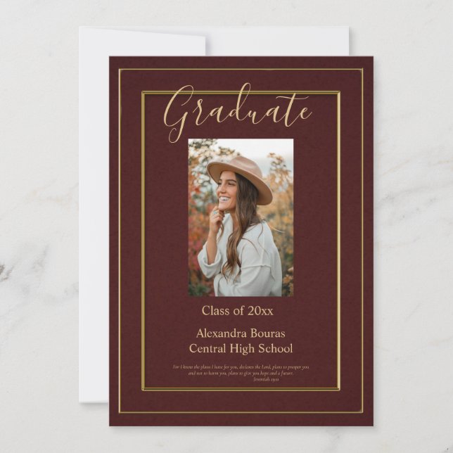 Elegante fiesta de graduación 2025 Invitación orto (Anverso)