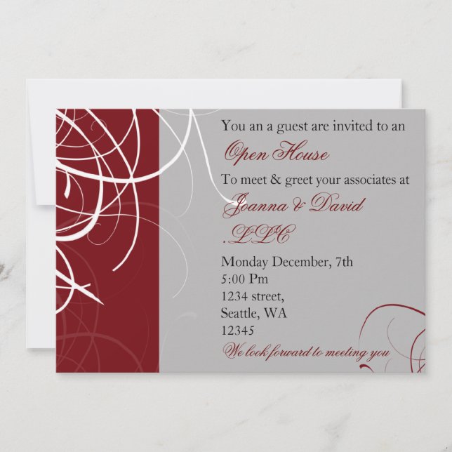 elegante fiesta de la empresa roja Invitación (Anverso)
