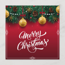 Elegante Fiesta de Navidad Roja | Invitación
