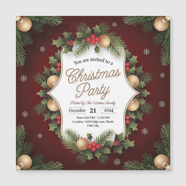 Elegante fiesta de Navidades invitaciones (Anverso)