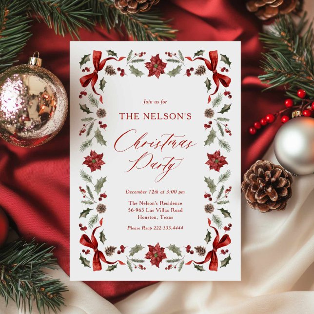 Elegante fiesta de Navidades invitaciones (Festive Christmas Party invitation  )