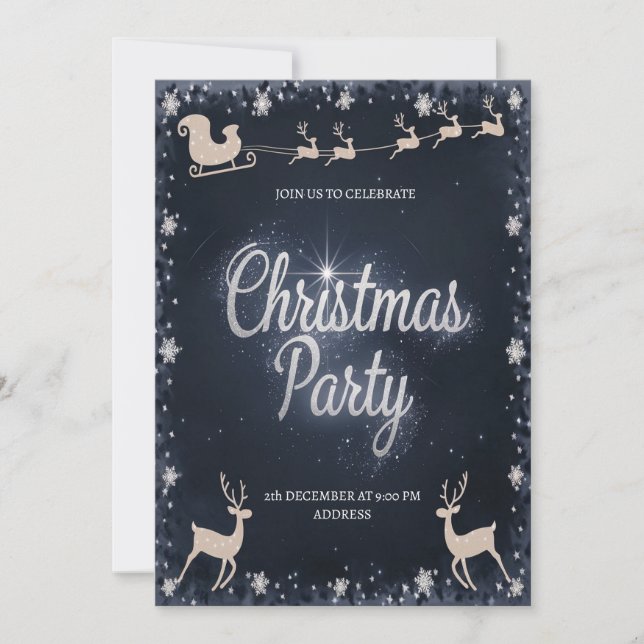 Elegante fiesta de Navidades Santa Invitación (Anverso)