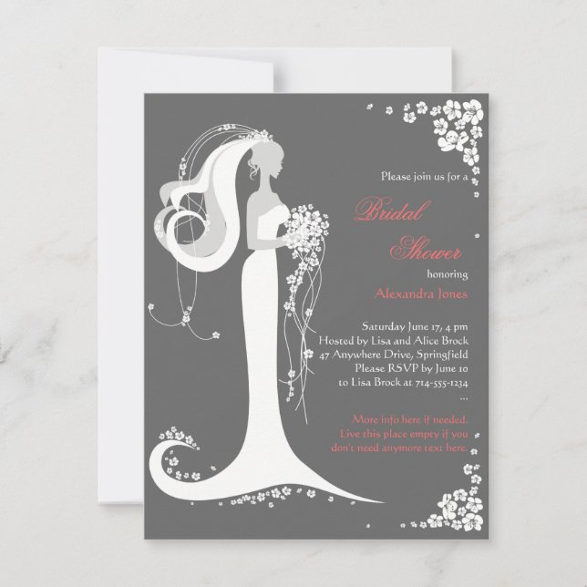 Elegante Fiesta de novia  Invitación (Anverso)