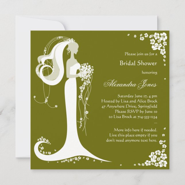 Elegante Fiesta de novia  Invitación (Anverso)