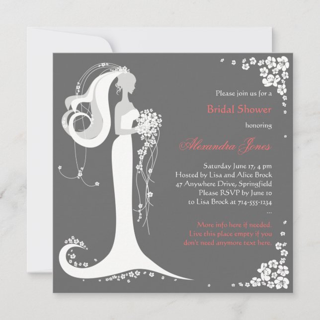 Elegante Fiesta de novia  Invitación (Anverso)