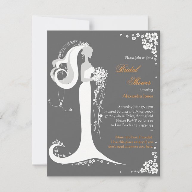 Elegante Fiesta de novia  Invitación (Anverso)