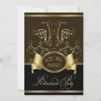 Elegante fiesta de retiro invitación Brown Gold Bl