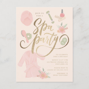 Elegante fiesta de Spa Invitación con oro falso