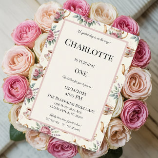 Elegante Fiesta de té cumpleaños invitación a Chic