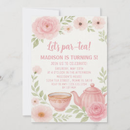 Elegante Fiesta de Té Floral Invitación de cumplea