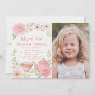 Elegante Fiesta de Té Floral Invitación de cumplea