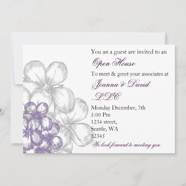 elegante fiesta morada corporativa invitación (Anverso)