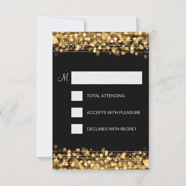 Elegante Fiesta RSVP Sparkles Gold (Anverso)