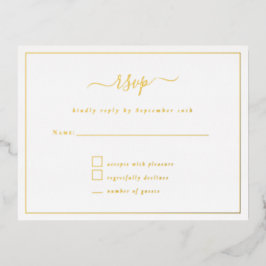 Elegante Fiesta Script tarjeta RSVP Relieve metali