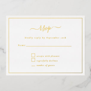 Elegante Fiesta Script tarjeta RSVP Relieve metali