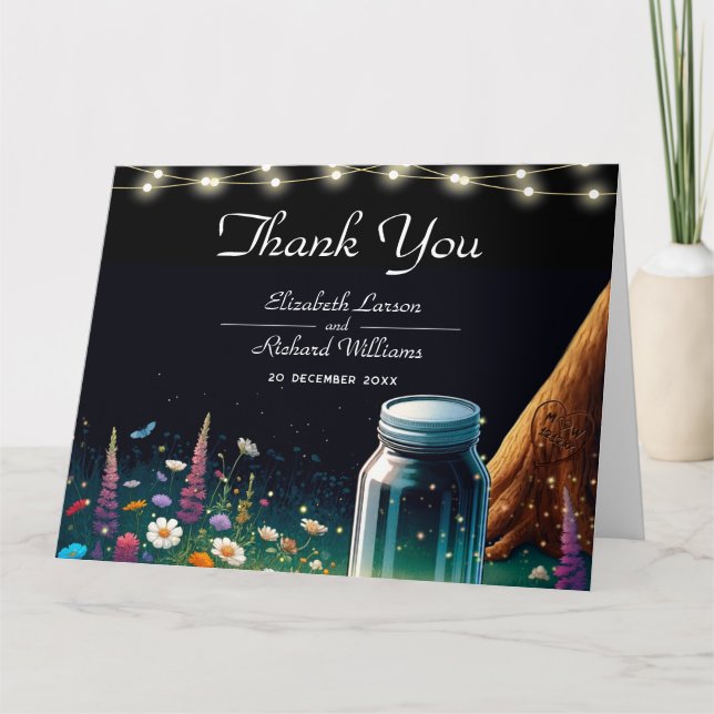 Elegante Firefly Rustic Wedding Invitación (Anverso)