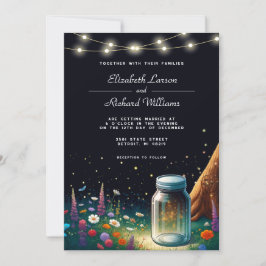 Elegante Firefly Rustic Wedding Invitación
