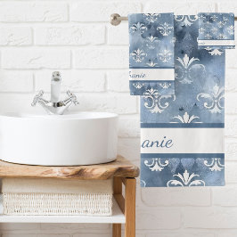 Elegante Fleur-de-Lis - Azul vintage francés