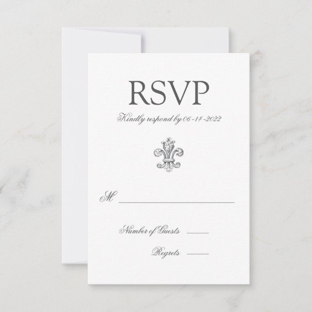 Elegante Fleur de Lis Wedding RSVP 2 (Anverso)