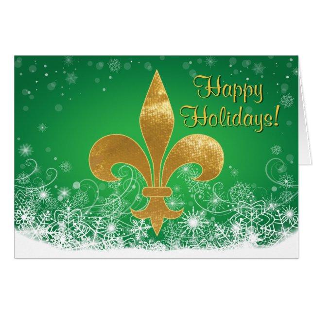 Elegante Fleur de Oro Fiesta Verde (Anverso (Horizontal))