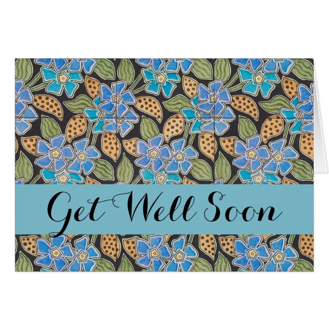 Elegante Flor Azul Periwinkle Floral Clásico (Anverso (Horizontal))