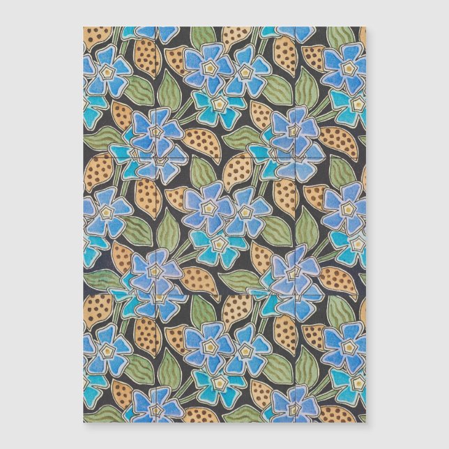 Elegante Flor Azul Periwinkle Floral Clásico (Anverso)