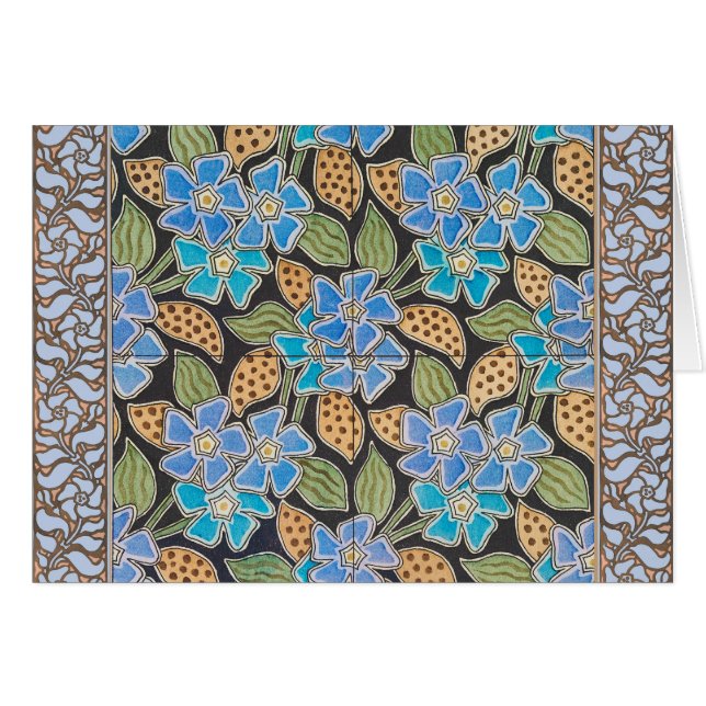 Elegante Flor Azul Periwinkle Floral Clásico (Anverso (Horizontal))