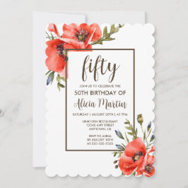 Elegante flor de adormidera roja Invitación a los