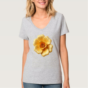 Elegante flor de color amarillo dorado camiseta de