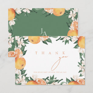 Elegante Flor de Naranja Agradecimiento de Boda de