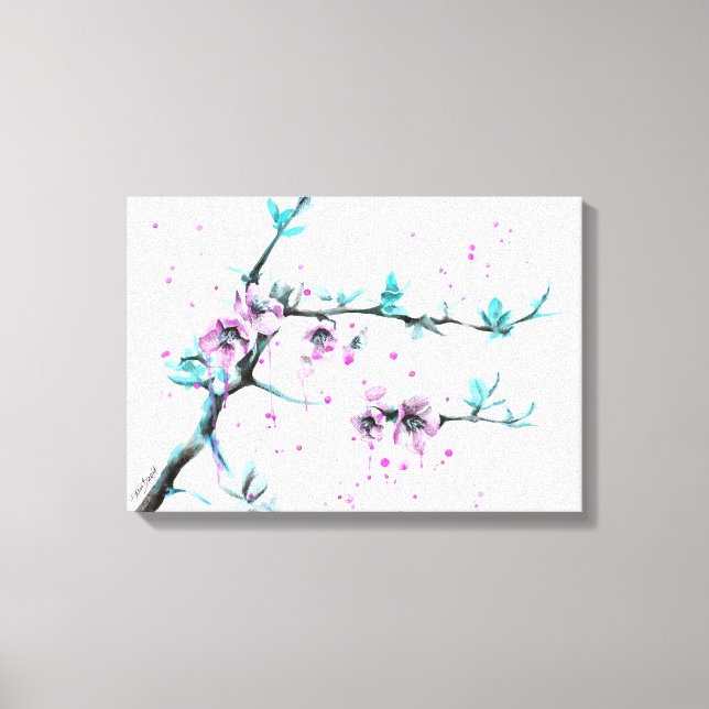 Elegante flor de primavera Arte acuarela floral ro (Anverso)