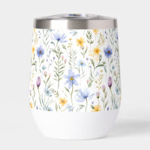 Elegante Flor Silvestre Acuarela Azul Púrpura