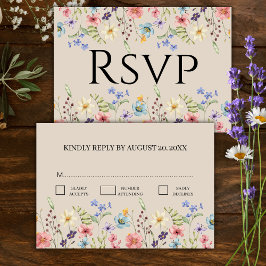 Elegante flor silvestre Beige Wedding RSVP