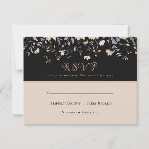 Elegante Flor Silvestre Negra Boho RSVP de Boda