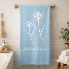 Elegante Flor Simple Azul Polvoriento