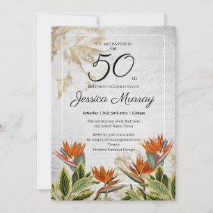 Elegante flor tropical 50.ª invitación por cumplea