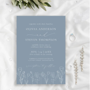 Elegante Flora Moderna Dusty Invitación a la Boda
