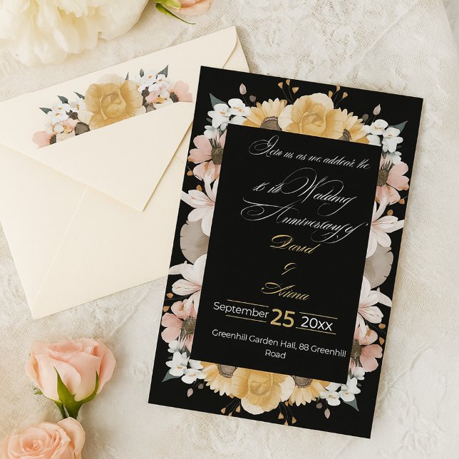 Elegante floral10º Aniversario Boda Invitación (Subido por el creador)