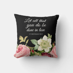 Elegante Floral 1 Corintios 16: 14 Cojines decorat