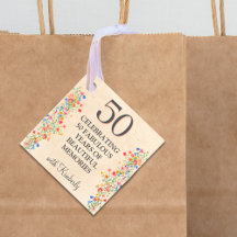 Elegante Floral 50th Birthday Favor Etiqueta 50 pe