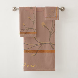 Elegante Floral abstracta de chocolate dorado