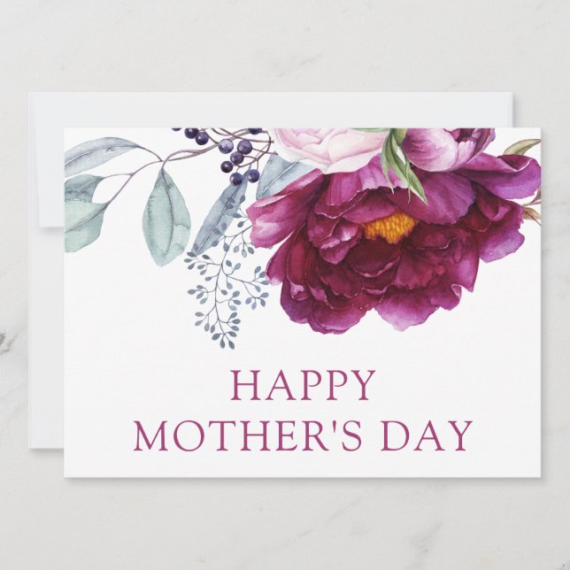 Elegante floral acuarela del día de la madre (Anverso)