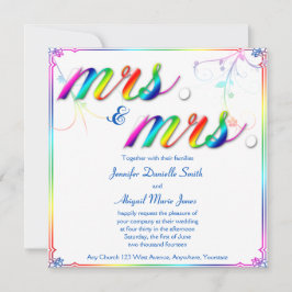 Elegante floral arcoiris Sra. Wedding Invitación