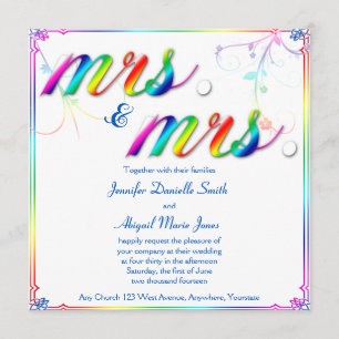 Elegante floral arcoiris Sra. Wedding Invitación