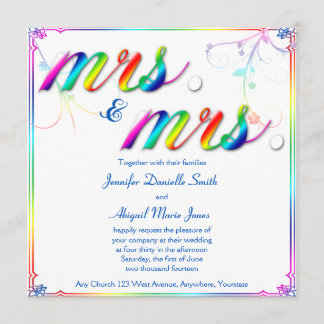 Elegante floral arcoiris Sra. Wedding Invitación