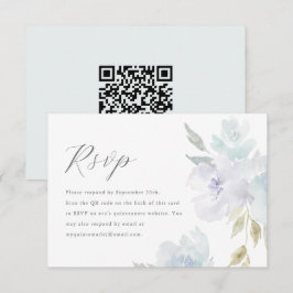 Elegante Floral Azul Quinceanera Código QR RSVP