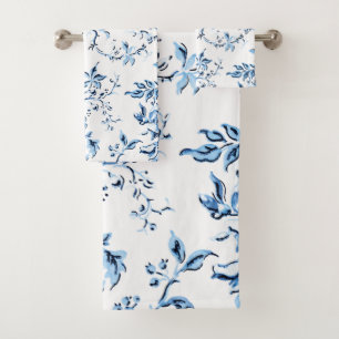 Elegante floral azul y blanco Delft